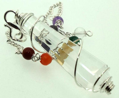 Clear Quartz Double Terminated Spiral Chakra Pendulum