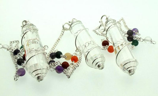 Clear Quartz Double Terminated Spiral Chakra Pendulum