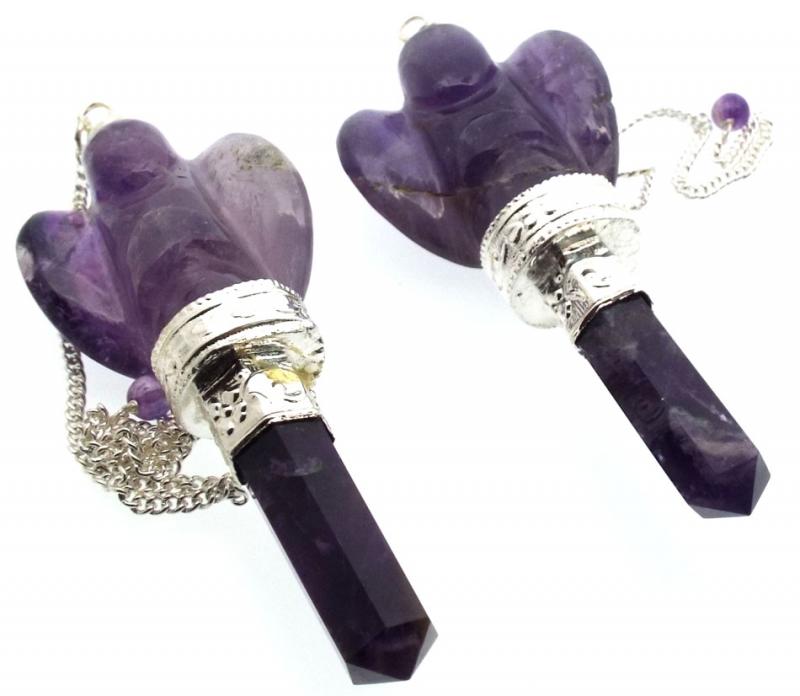 Amethyst Gemstone Carved Angel Pendulum