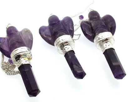 Amethyst Gemstone Carved Angel Pendulum