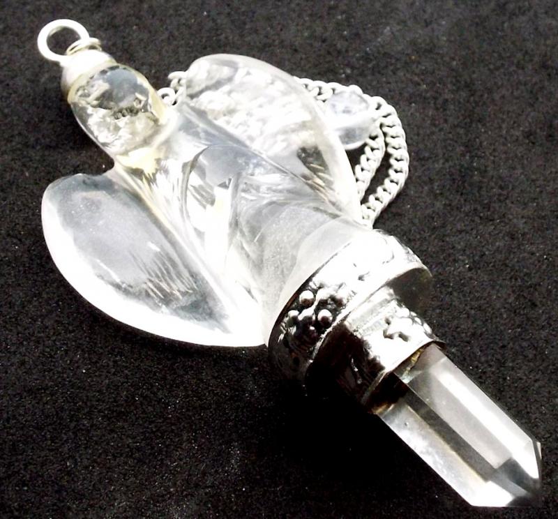 Clear Quartz Gemstone Carved Angel Pendulum