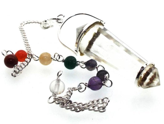 Clear Quartz Double Terminated Vogel Chakra Pendulum