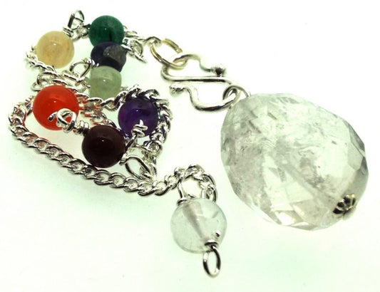 Clear Quartz Faceted Freeform Chakra Pendulum