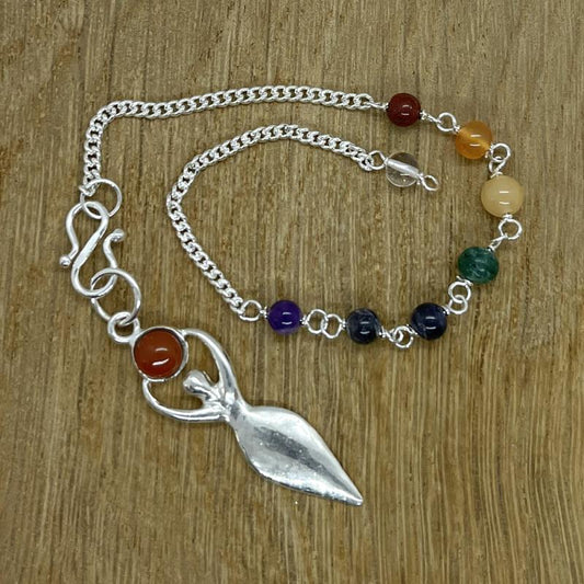 Metal Carnelian Goddess Chakra Pendulum