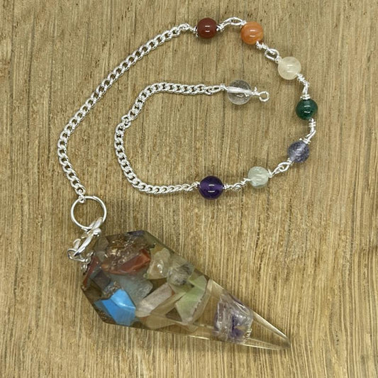 Orgone Faceted Point Chakra Pendulum