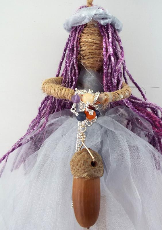 Hand Crafted Hanging Acorn Pendulum Goddess Doll