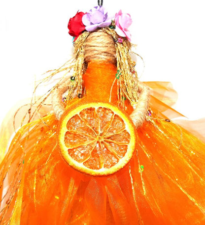 Hand Crafted Hanging Citrus Goddess Doll