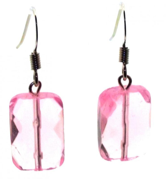 Rose Faceted Crystal Glass Fishhook Earrings
