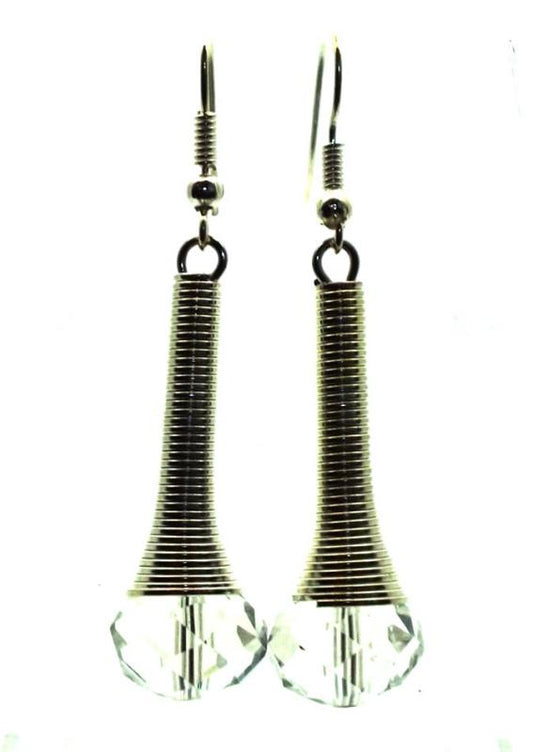 Clear Sparkling Faceted Dropper Fishhook Earrings