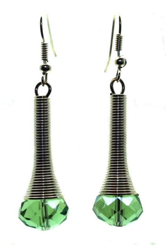 Green Sparkling Faceted Dropper Fishhook Earrings