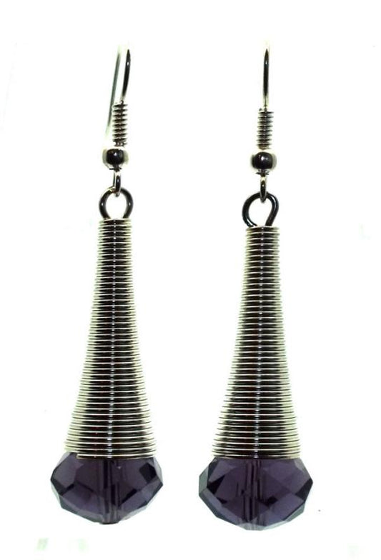Indigo Sparkling Faceted Dropper Fishhook Earrings