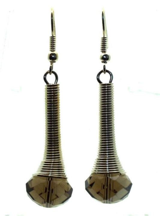 Smokey Sparkling Faceted Dropper Fishhook Earrings