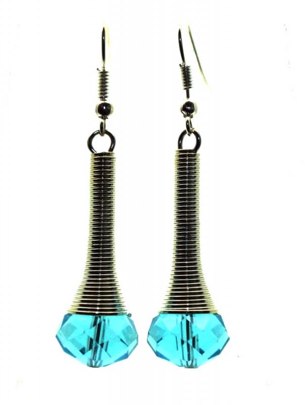 Turquoise Sparkling Faceted Dropper Fishhook Earrings