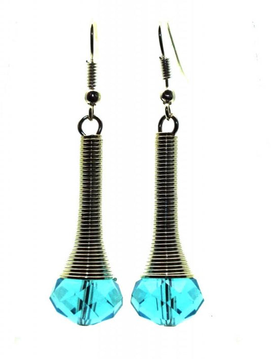 Turquoise Sparkling Faceted Dropper Fishhook Earrings
