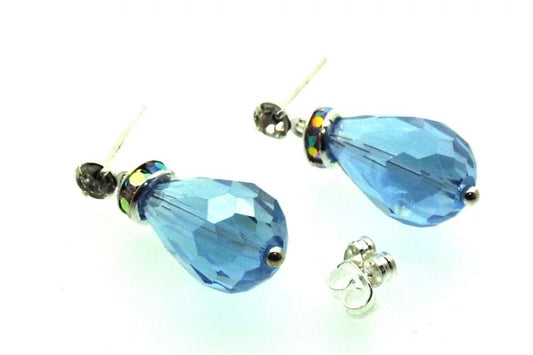 Blue Sparkling Faceted Post Earrings