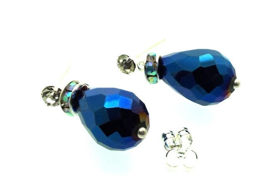 Royal Blue Sparkling Faceted Post Earrings