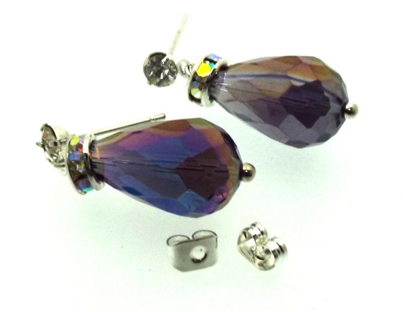 Purple Sparkling Faceted Post Earrings