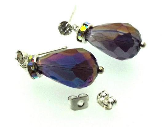 Purple Sparkling Faceted Post Earrings