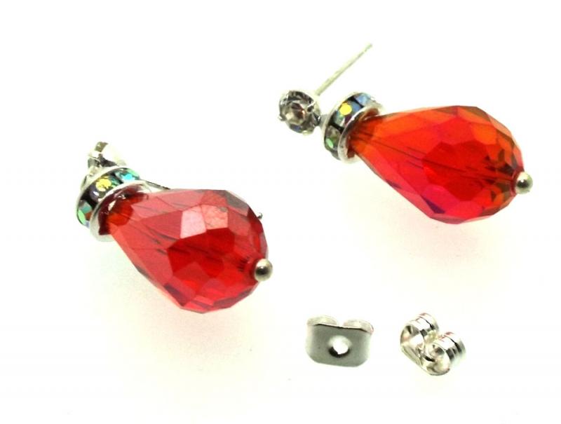 Ruby Red Sparkling Faceted Post Earrings