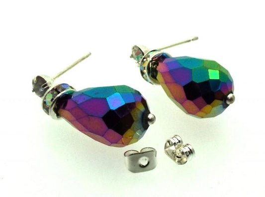 Titanium Aura Sparkling Faceted Post Earrings