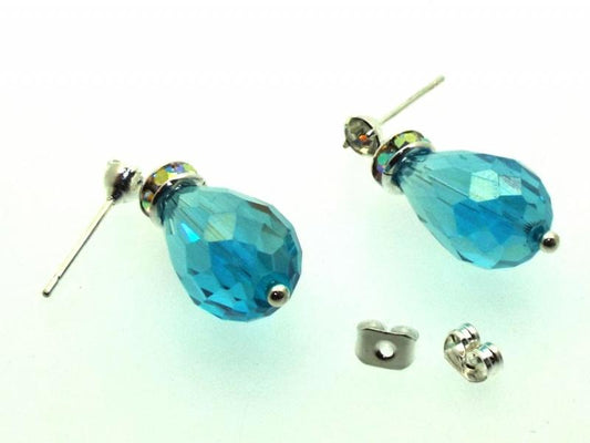 Turquoise Effect Sparkling Faceted Post Earrings