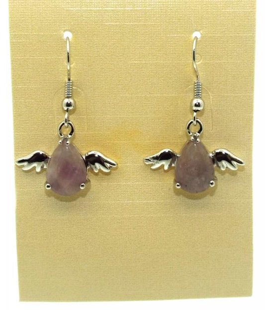 Amethyst Gemstone Angel Fishhook Earrings