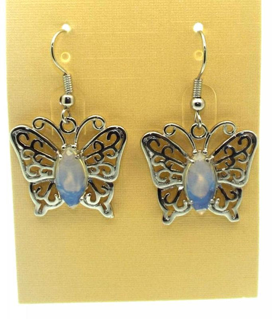 Opalite Gemstone Butterfly Fishhook Earrings