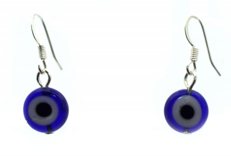 Evil Eye Glass Bead Fishhook Earrings