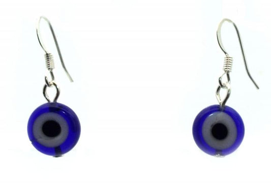 Evil Eye Glass Bead Fishhook Earrings