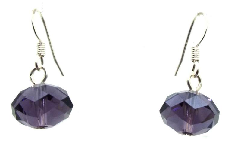 Purple Crystal Glass Fishhook Earrings