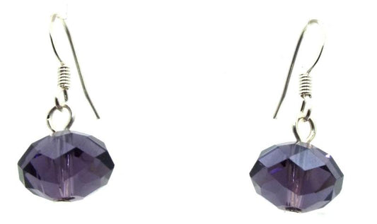 Purple Crystal Glass Fishhook Earrings