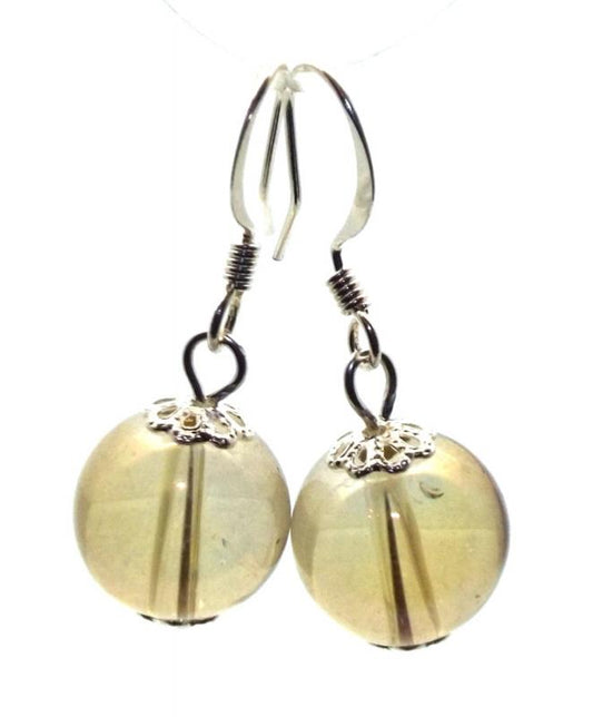 Golden Aura Crystal Glass Fishhook Earrings