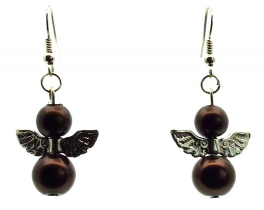 Brown Guardian Angel Fishhook Earrings