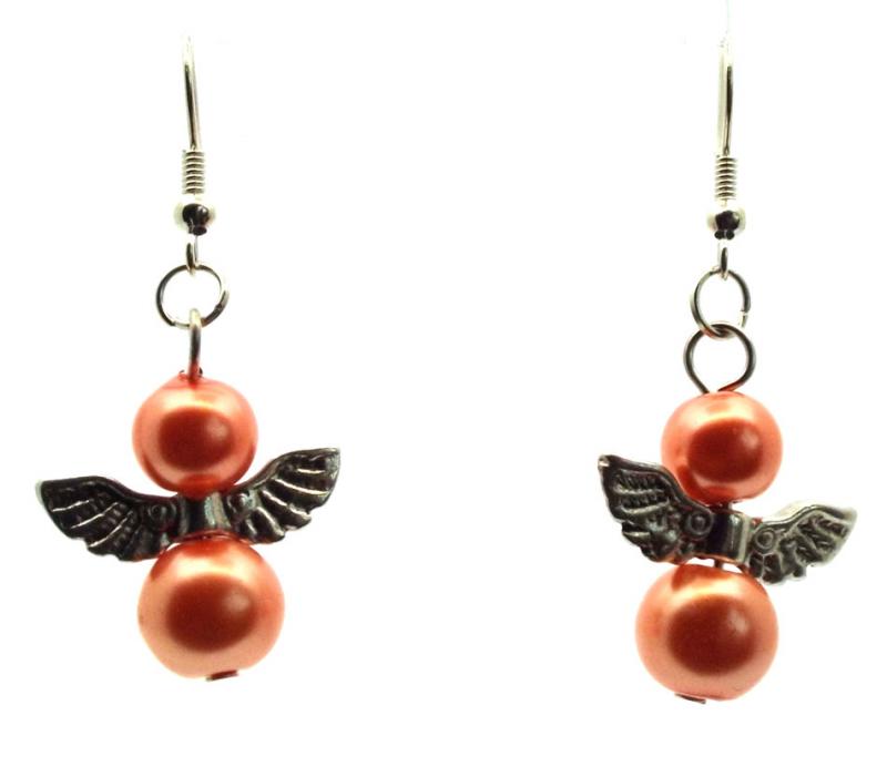 Coral Guardian Angel Fishhook Earrings