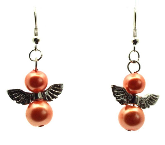 Coral Guardian Angel Fishhook Earrings