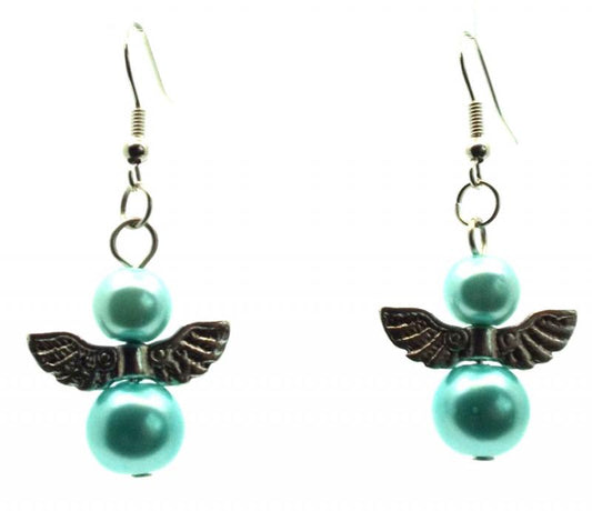 Cyan Guardian Angel Fishhook Earrings