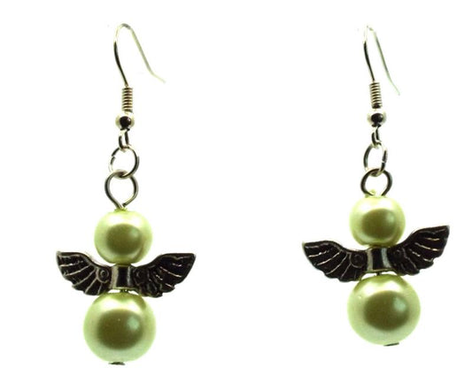 Olive Guardian Angel Fishhook Earrings