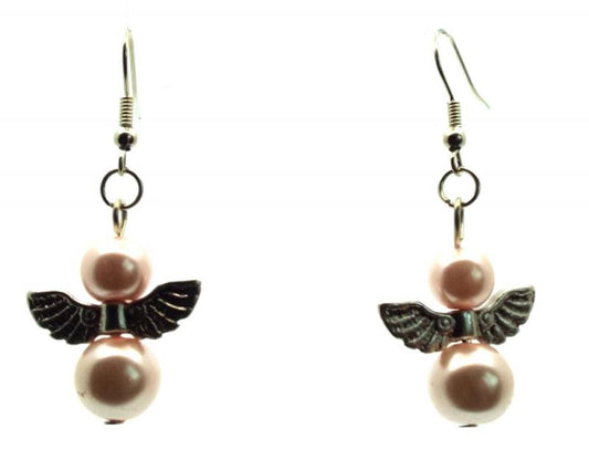 Pale Pink Guardian Angel Fishhook Earrings