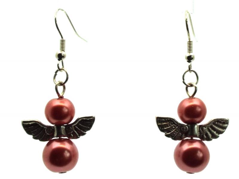 Peach Guardian Angel Fishhook Earrings
