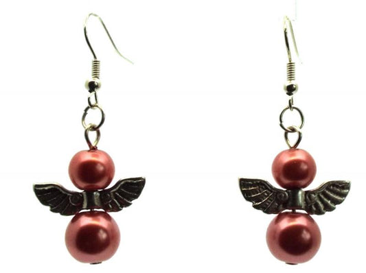 Peach Guardian Angel Fishhook Earrings