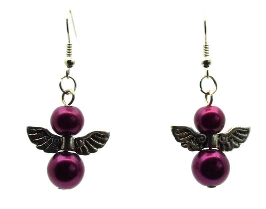 Purple Guardian Angel Fishhook Earrings