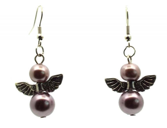 Rosy Brown Guardian Angel Fishhook Earrings