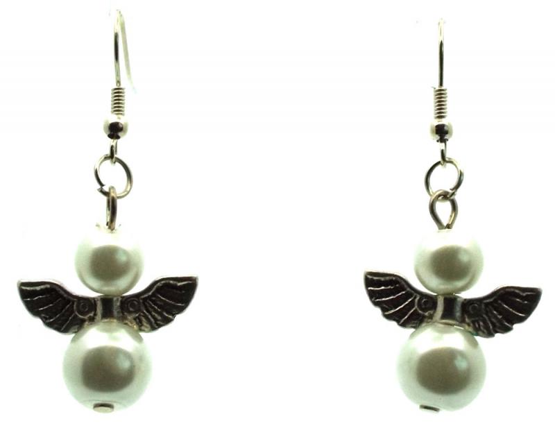 White Guardian Angel Fishhook Earrings