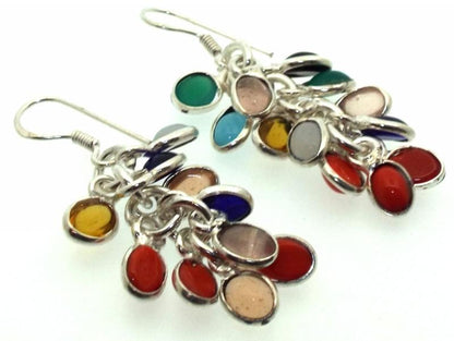 Multi Coloured Gemstone Gypsy Charm Earrings