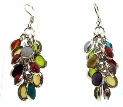 Multi Coloured Gemstone Gypsy Charm Earrings