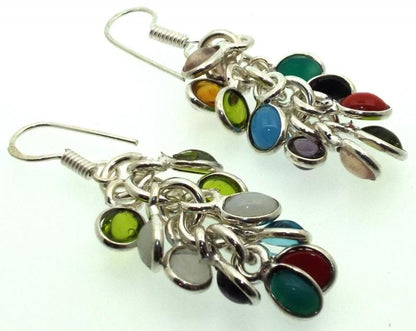 Multi Coloured Gemstone Gypsy Charm Earrings