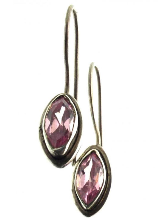 Amethyst Gemstone Sterling Silver Fishhook Earrings