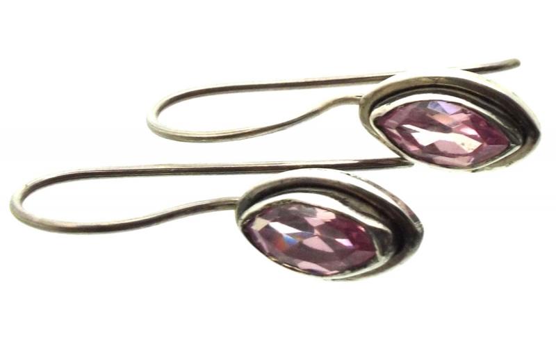 Amethyst Gemstone Sterling Silver Fishhook Earrings