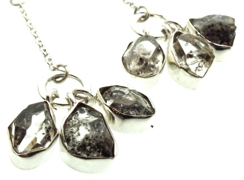 Herkimer Diamond Gemstone Sterling Silver Fishhook Earrings