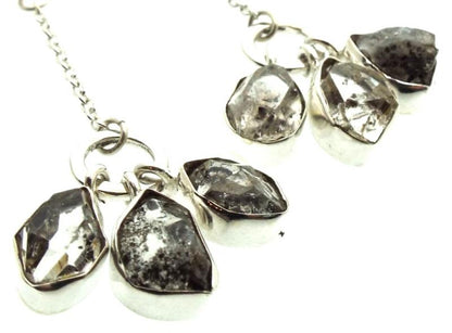 Herkimer Diamond Gemstone Sterling Silver Fishhook Earrings